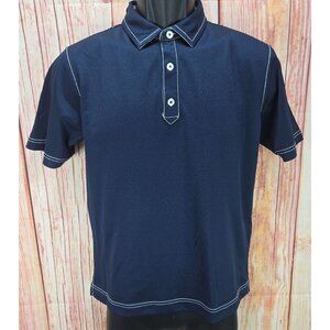 Footjoy FJ Kids Navy Blue White Stitching Polo Large